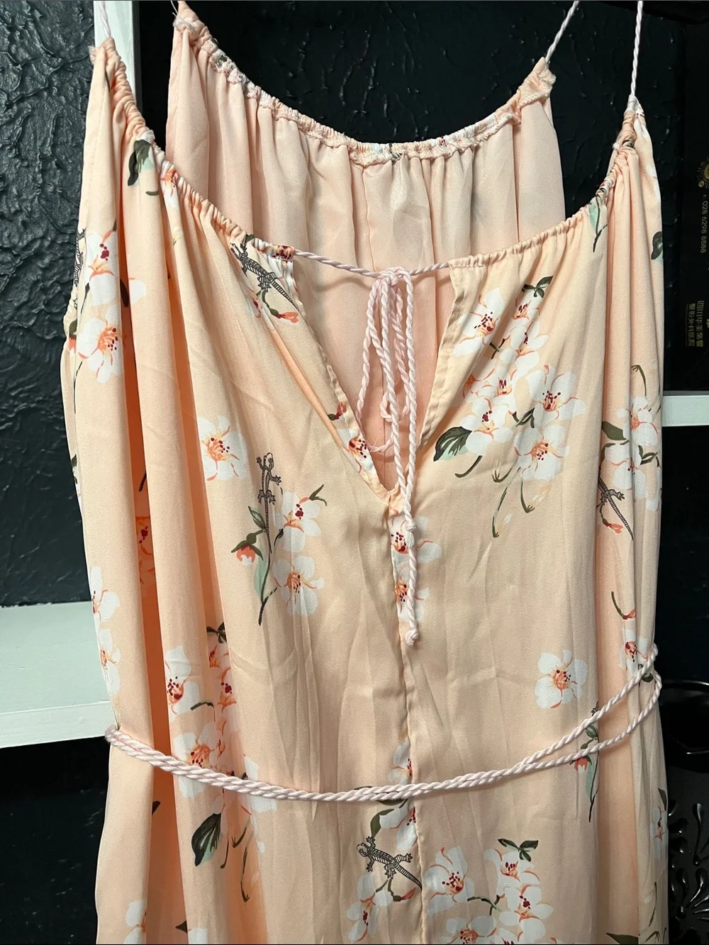 Abercrombie & Fitch Peach Floral Spaghetti-Strap Maxi Dress